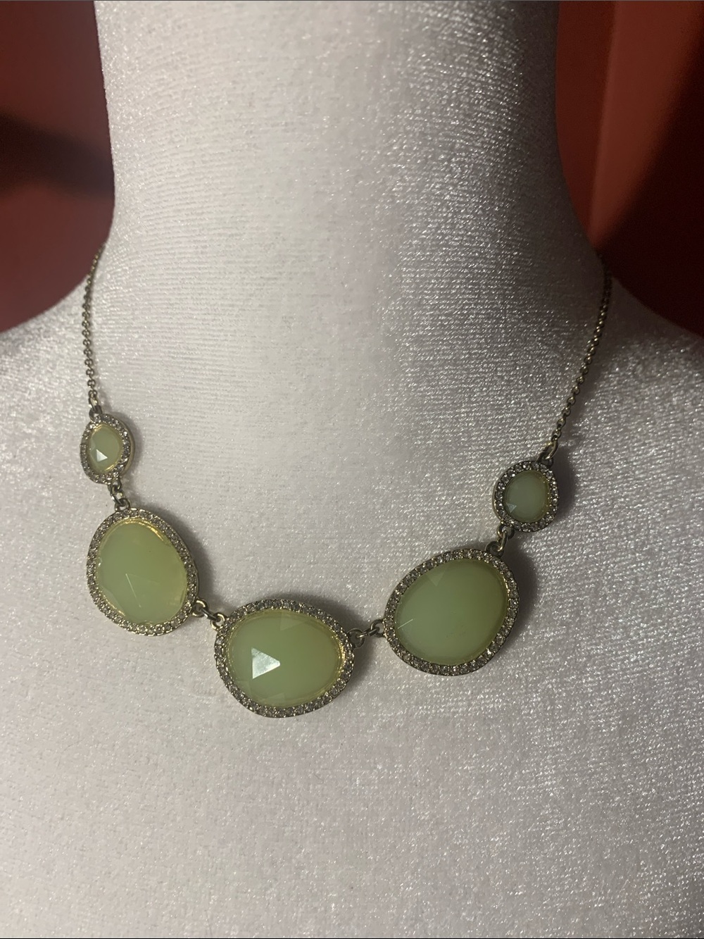 Banana Republic Mint Green Faceted Stone Necklace with Gold Trim